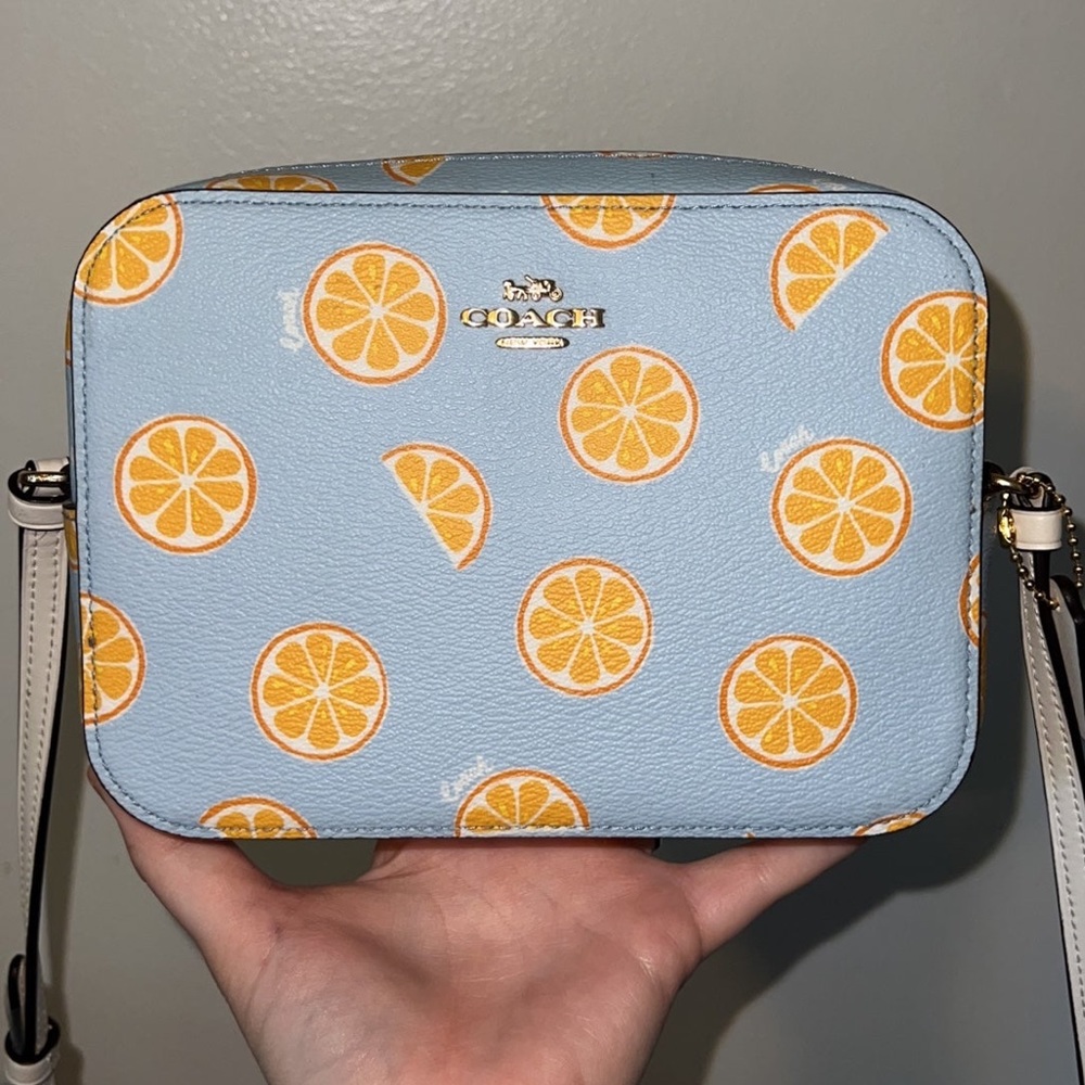 Baby Blue Orange Slice Coach Crossbody Purse